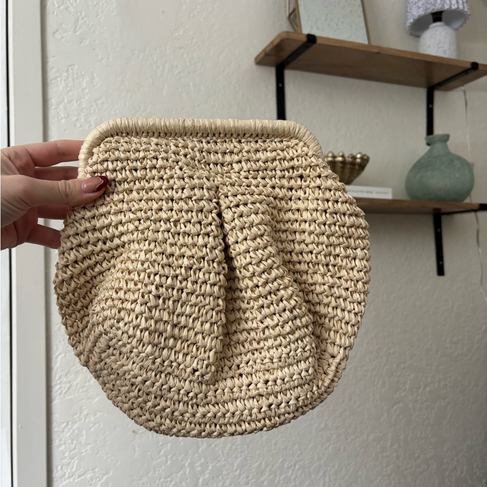 Woven Cream Clutch Bag
